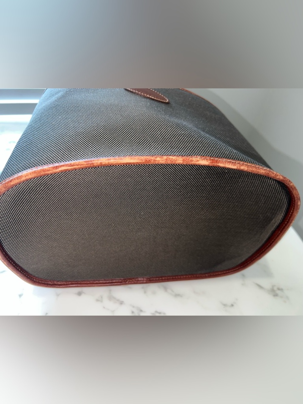 Vintage 90s Longchamp  Le Pliage Country Estate Cognac & Moss Vanity Train CBK - Picture 6 of 10